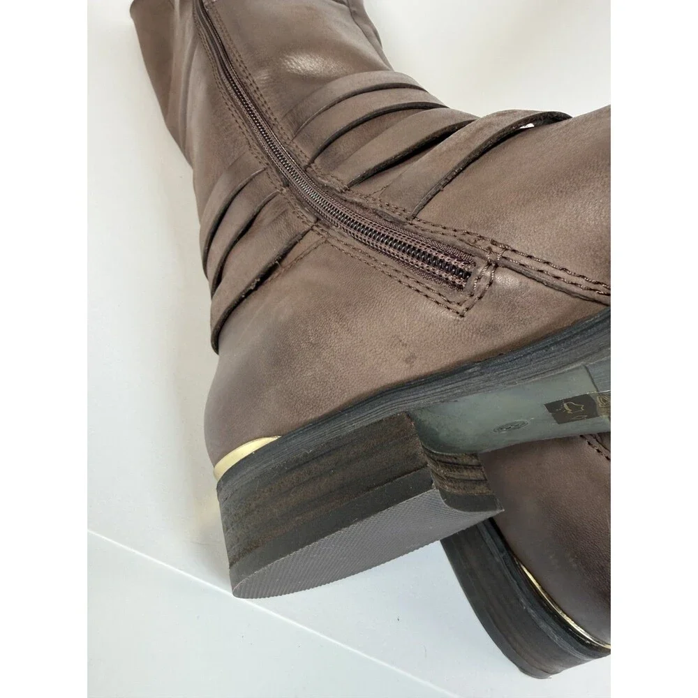 Steve Madden Boots Womens Size 8 Brown Albany Knee High Zip Equestrian Low Heel